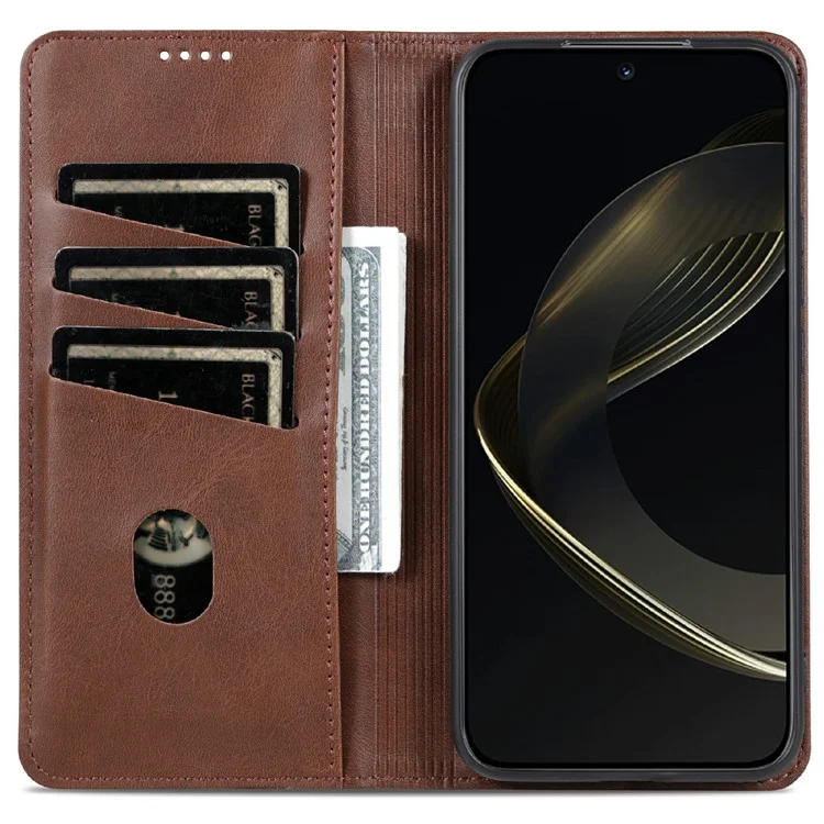 Custodia per Samsung Galaxy A26 5G AZNS in pelle di mucca con texture, cover wallet - Caffè