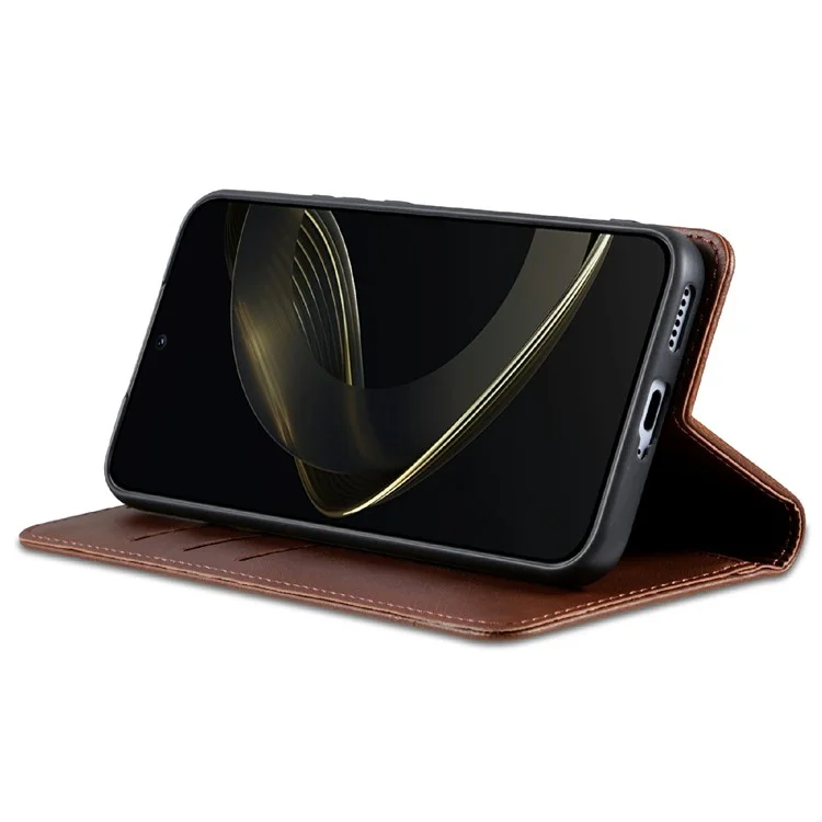 Custodia per Samsung Galaxy A26 5G AZNS in pelle di mucca con texture, cover wallet - Caffè