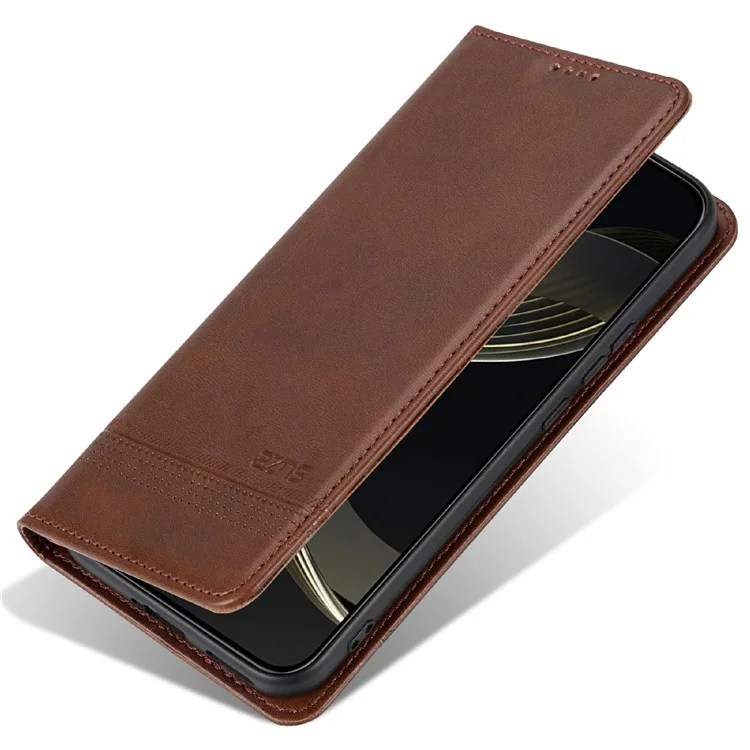 Custodia per Samsung Galaxy A26 5G AZNS in pelle di mucca con texture, cover wallet - Caffè