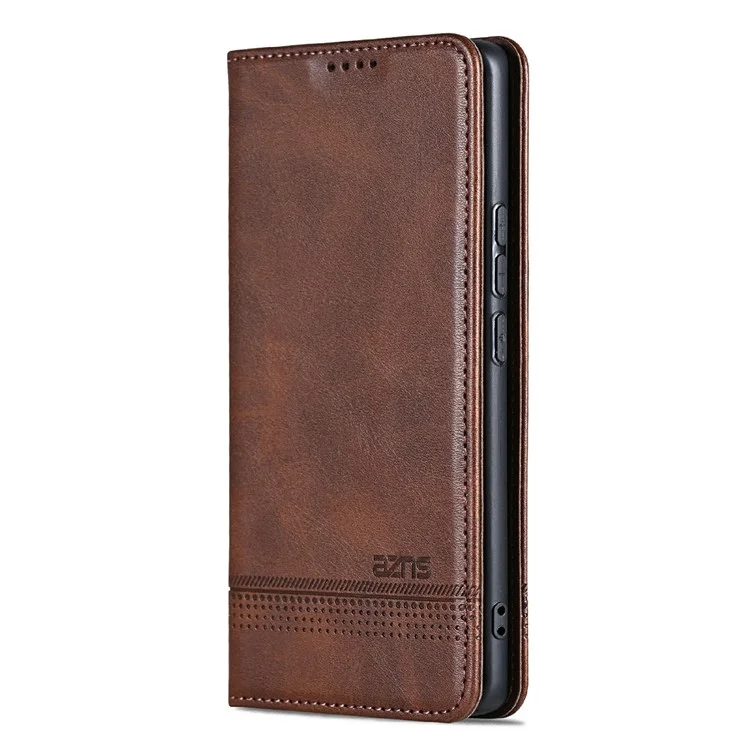 Custodia per Samsung Galaxy A26 5G AZNS in pelle di mucca con texture, cover wallet - Caffè