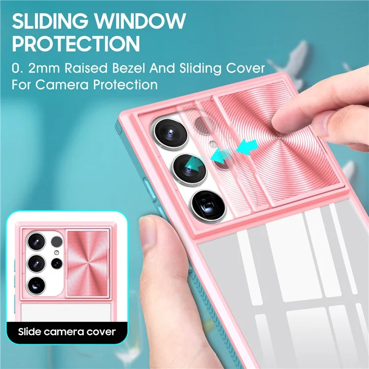 Funda para Samsung Galaxy S25 Ultra de TPU + PC transparente - Rosa / Cian