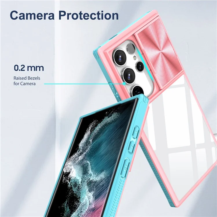 Funda para Samsung Galaxy S25 Ultra de TPU + PC transparente - Rosa / Cian