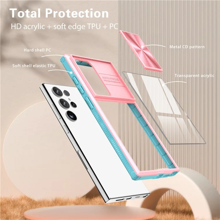 Funda para Samsung Galaxy S25 Ultra de TPU + PC transparente - Rosa / Cian