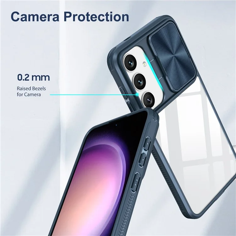 Для Samsung Galaxy S25 чехол TPU + PC прозрачный чехол для телефона - темно-синий