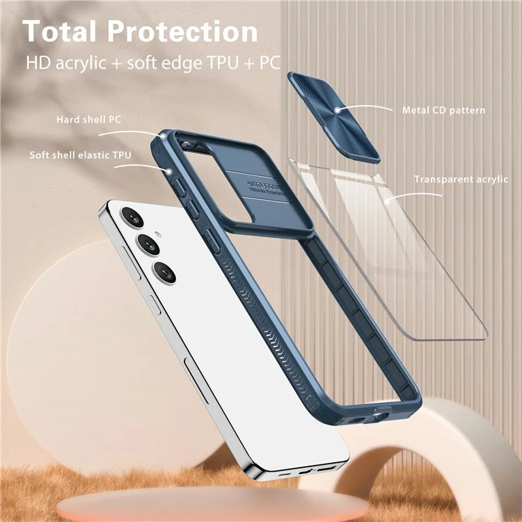 Для Samsung Galaxy S25 чехол TPU + PC прозрачный чехол для телефона - темно-синий
