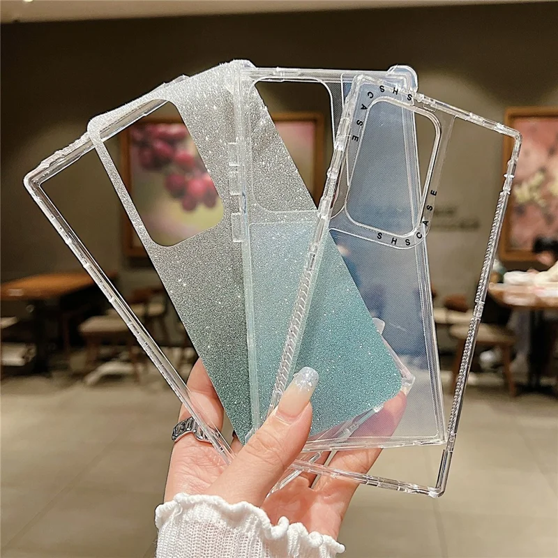 For Samsung Galaxy S25 Ultra Case Glitter Design PC + TPU Shockproof Phone Cover - Pink