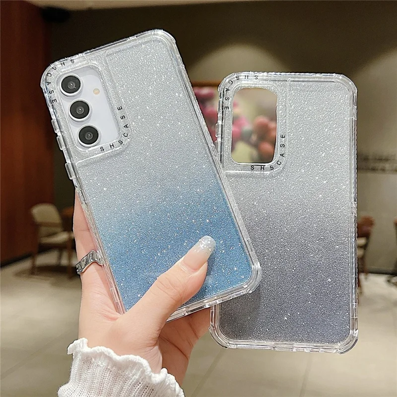 For Samsung Galaxy S25 Case Glitter Design PC + TPU Shockproof Phone Cover - Pink