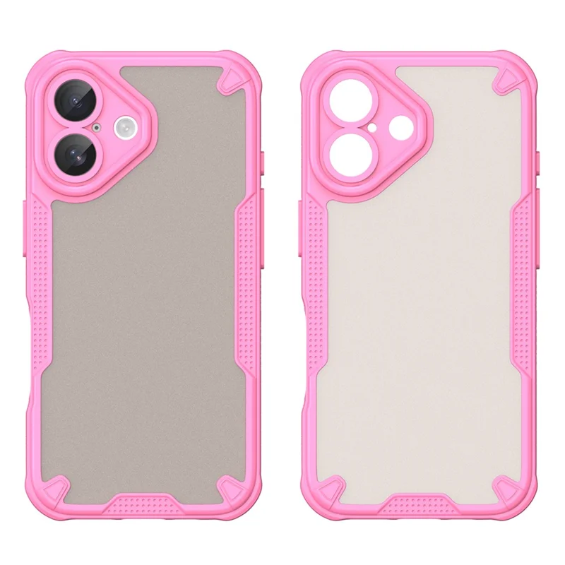 WANLONFENG MFFJ Series For iPhone 16 Plus Case Anti Drop TPU Phone Back Cover with Screen Film - Pink