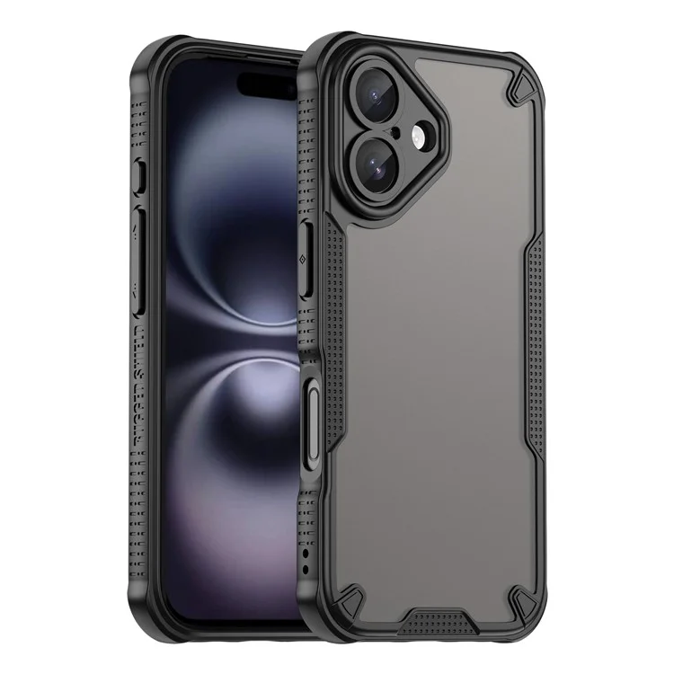 FUNDA PARA IPHONE 16 SERIE MFFJ DE WANLONFENG, ANTI-CAÍDAS, CUBIERTA TRASERA DE TPU CON PELÍCULA DE PANTALLA - NEGRO