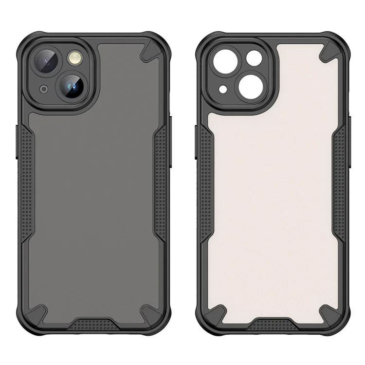 Funda para iPhone 15 de la serie WANLONFENG MFFJ, con protección contra caídas, cubierta trasera de TPU y película protectora de pantalla - Negro