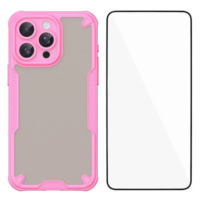 WANLONFENG MFFJ Series For iPhone 14 Pro Max Case Anti Drop TPU Phone Back Cover with Screen Film - Pink