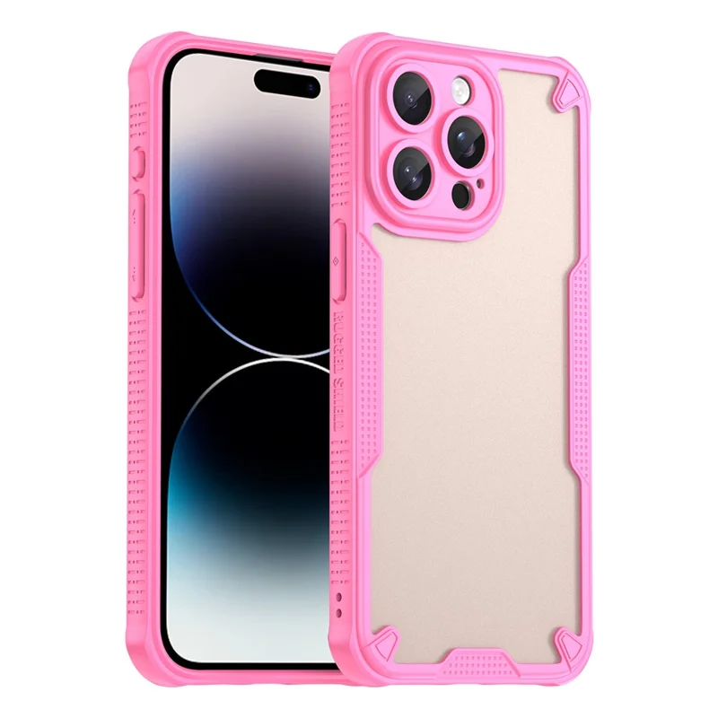 WANLONFENG MFFJ Series For iPhone 14 Pro Max Case Anti Drop TPU Phone Back Cover with Screen Film - Pink