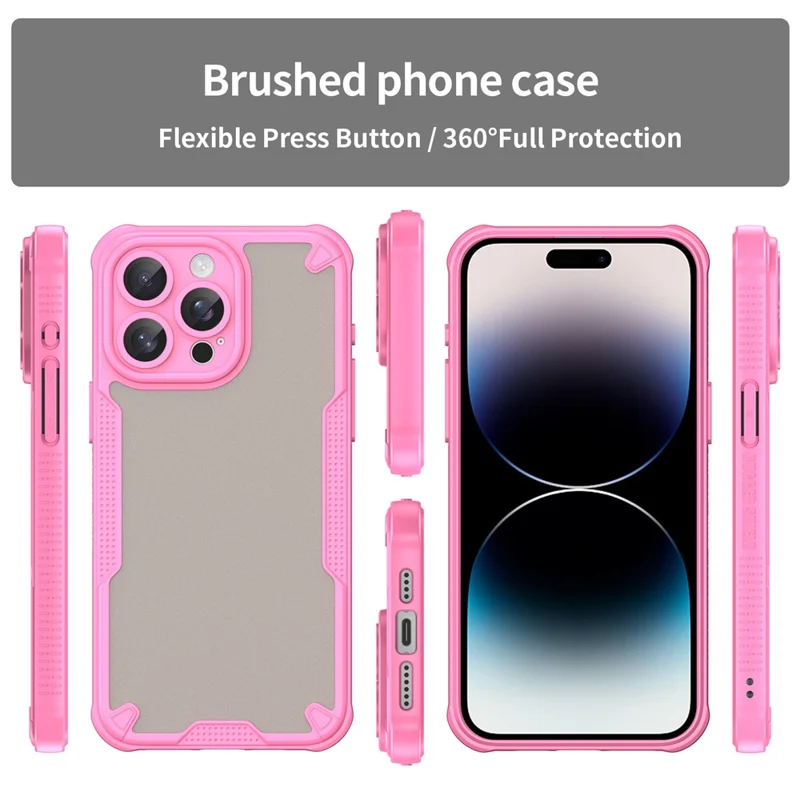 WANLONFENG MFFJ Series For iPhone 14 Pro Max Case Anti Drop TPU Phone Back Cover with Screen Film - Pink