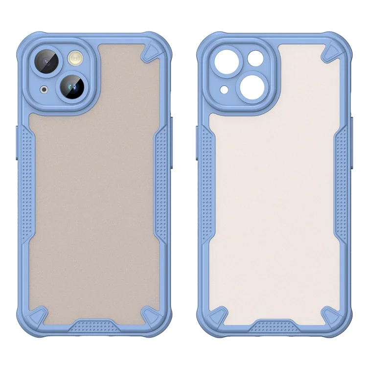 WANLONFENG MFFJ Series For iPhone 14 Case Anti Drop TPU Phone Back Cover with Screen Film - Blue