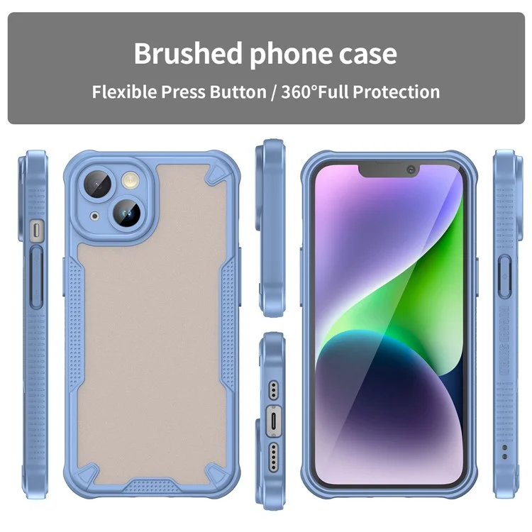 WANLONFENG MFFJ Series For iPhone 14 Case Anti Drop TPU Phone Back Cover with Screen Film - Blue
