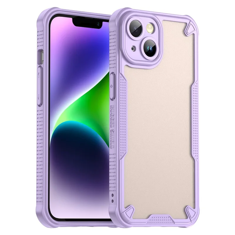 WANLONFENG MFFJ Series For iPhone 14 Case Anti Drop TPU Phone Back Cover with Screen Film - Purple