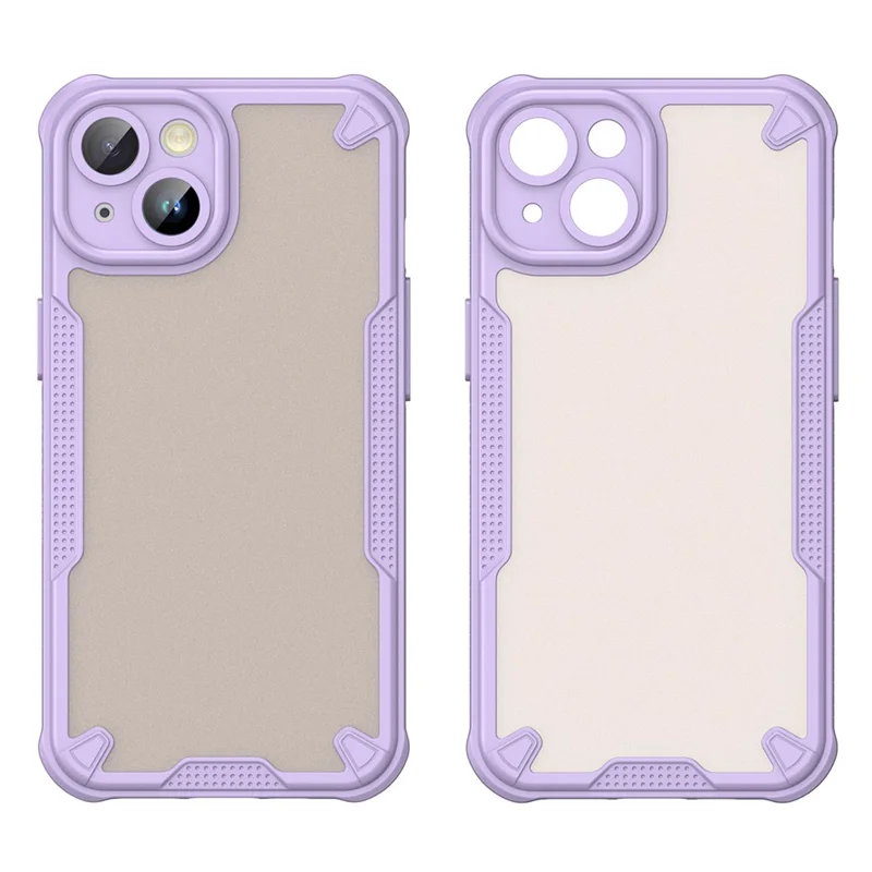 WANLONFENG MFFJ Series For iPhone 14 Case Anti Drop TPU Phone Back Cover with Screen Film - Purple