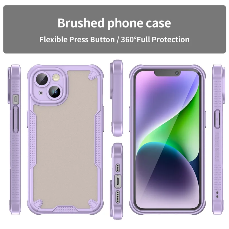 WANLONFENG MFFJ Series For iPhone 14 Case Anti Drop TPU Phone Back Cover with Screen Film - Purple