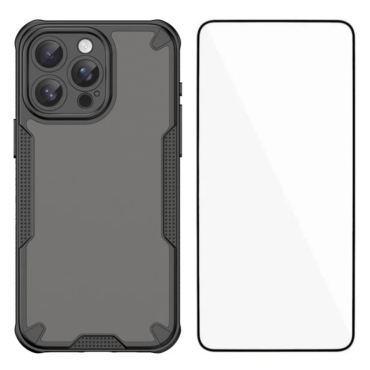 Custodia WANLONFENG MFFJ Series per iPhone 13 Pro Max, antiurto in TPU con pellicola protettiva per lo schermo - Nero