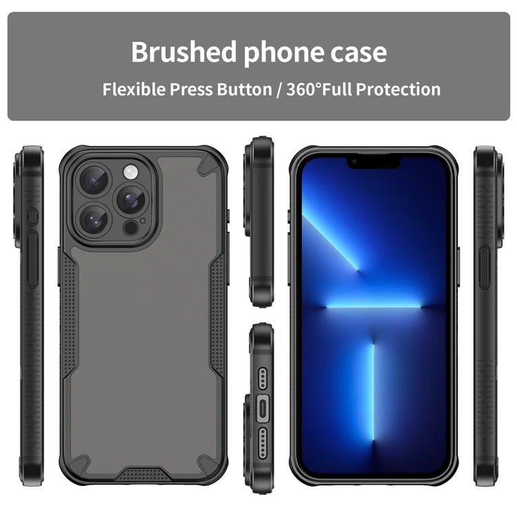 Étui pour iPhone 13 Pro de la série WANLONFENG MFFJ, en TPU anti-chute, avec film de protection d'écran - Noir