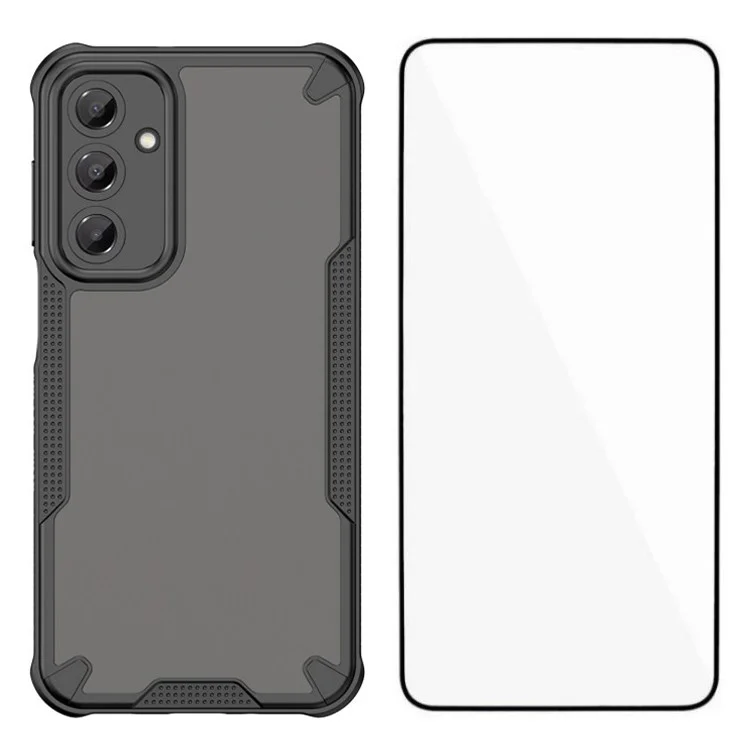 Custodia TPU della serie WANLONFENG MFFJ per Samsung Galaxy A16 5G / A16 4G, cover posteriore anti-caduta con pellicola protettiva per lo schermo - Nero