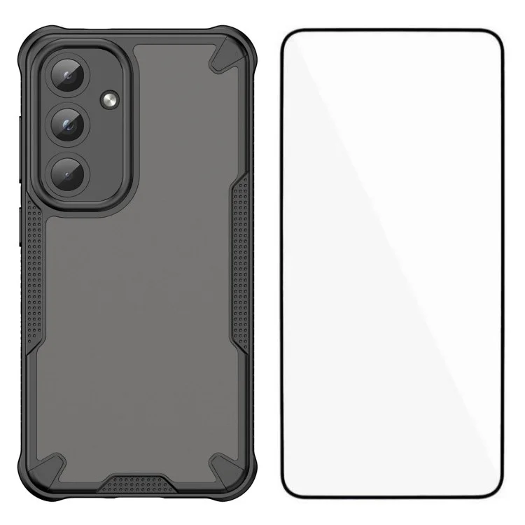 Custodia per Samsung Galaxy S24 della serie WANLONFENG MFFJ, anti-caduta, in TPU, con pellicola protettiva per lo schermo - Nero