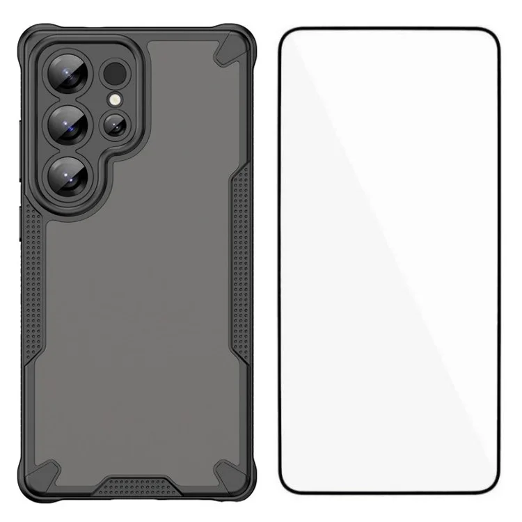 Étui pour Samsung Galaxy S23 Ultra de la série WANLONFENG MFFJ, anti-chute, en TPU, avec film de protection d'écran - Noir