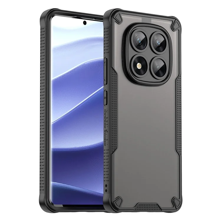 WANLONFENG MFFJ-Serie für Xiaomi Redmi Note 14 Pro 5G Hülle, stoßfeste TPU-Rückseite mit Bildschirmschutzfolie - Schwarz
