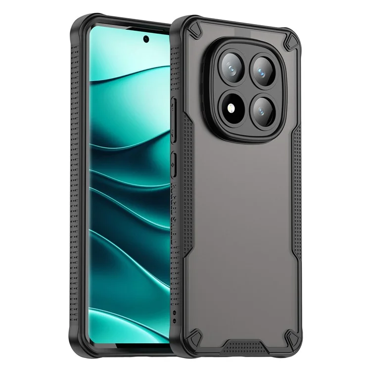 WANLONFENG MFFJ-Serie für Xiaomi Redmi Note 14 Pro+ 5G Hülle, stoßfeste TPU-Rückseite mit Displayschutzfolie - Schwarz