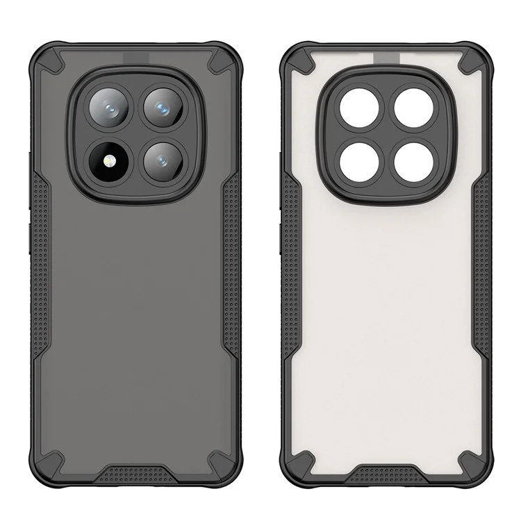 WANLONFENG MFFJ-Serie für Xiaomi Redmi Note 14 Pro+ 5G Hülle, stoßfeste TPU-Rückseite mit Displayschutzfolie - Schwarz