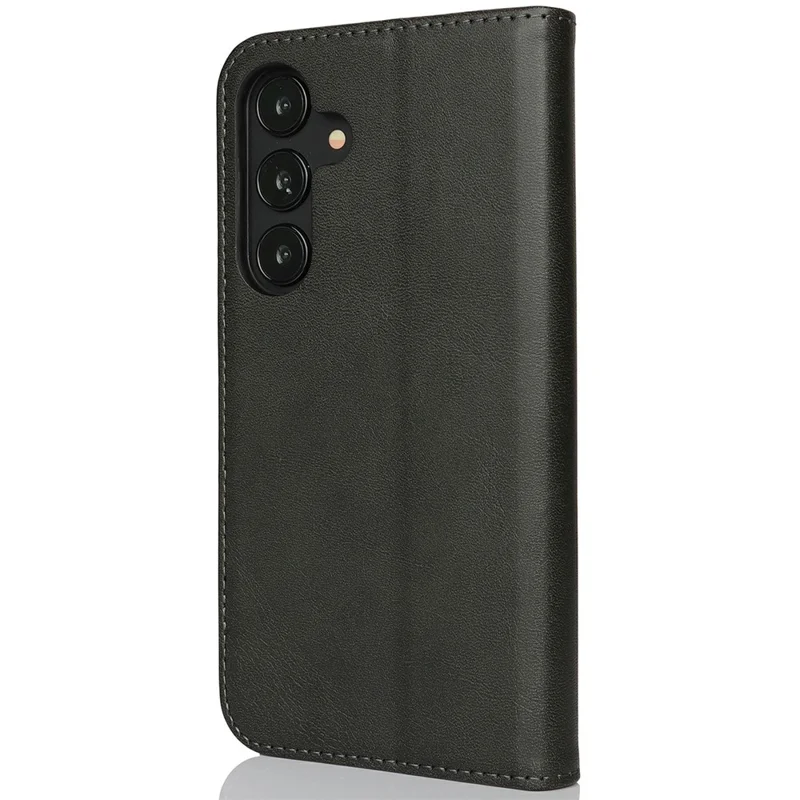 Чехол для Samsung Galaxy S25+ из искусственной кожи с текстурой телячьей кожи, с магнитным закрытием - черный