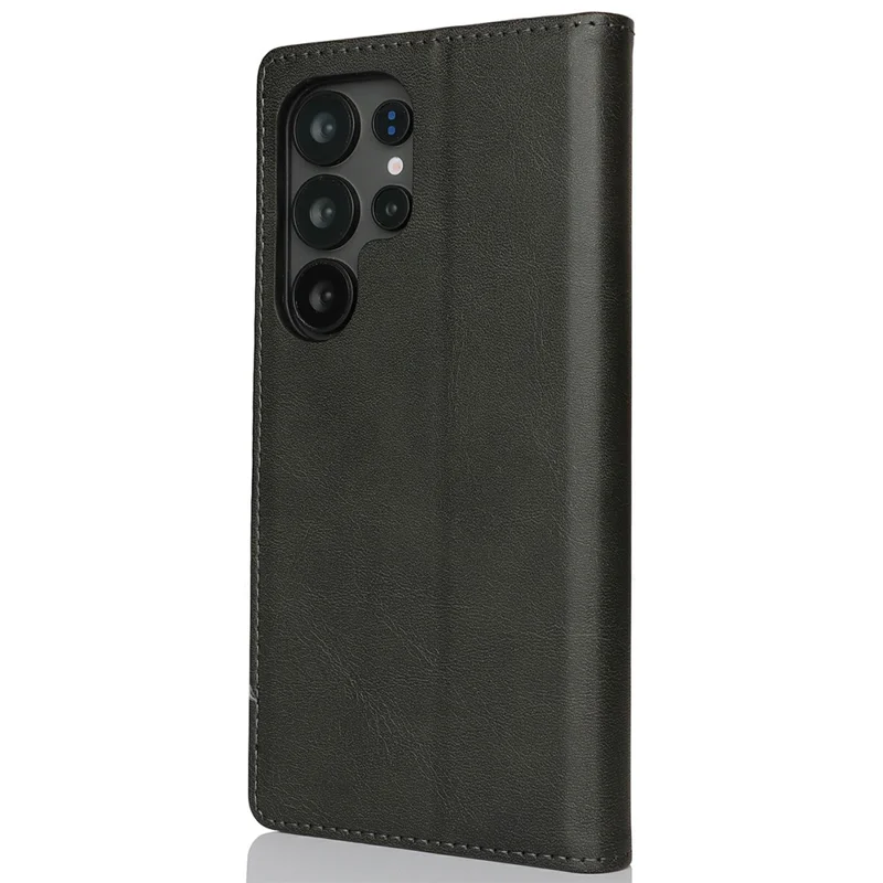 Étui pour Samsung Galaxy S25 Ultra en cuir PU texturé veau, à fermeture magnétique, couvercle de téléphone intelligent - Noir
