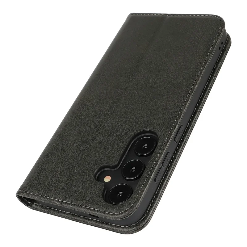 Capa para Samsung Galaxy S25 em couro sintético com textura de bezerro e fechamento magnético - Preta