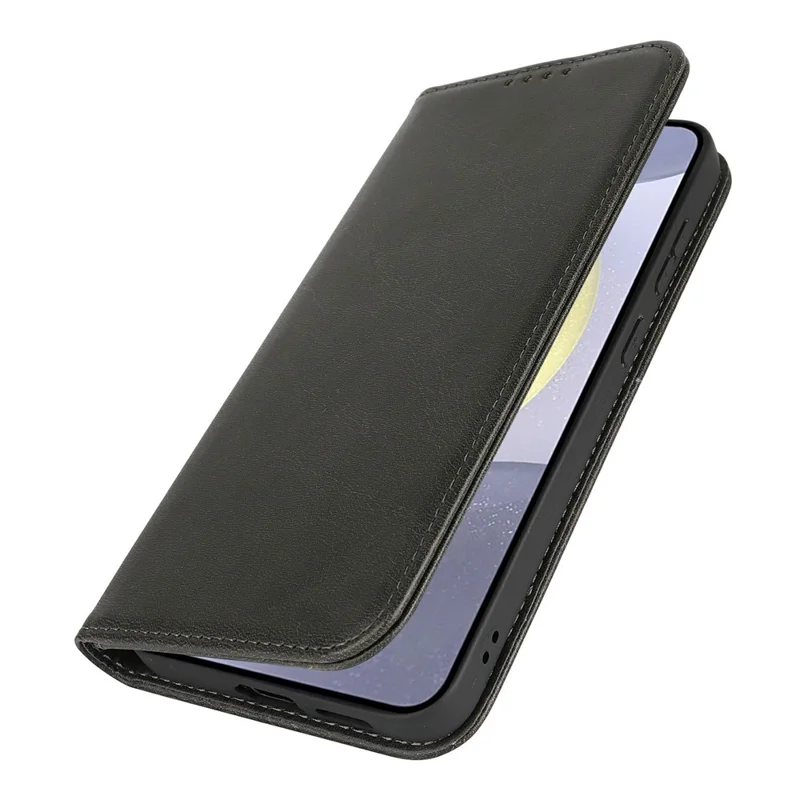 Capa para Samsung Galaxy S25 em couro sintético com textura de bezerro e fechamento magnético - Preta