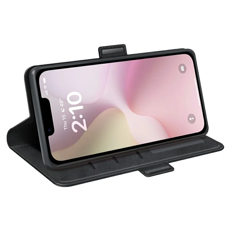 Funda tipo cartera de cuero con textura de becerro para iPhone SE (2025) - Negro