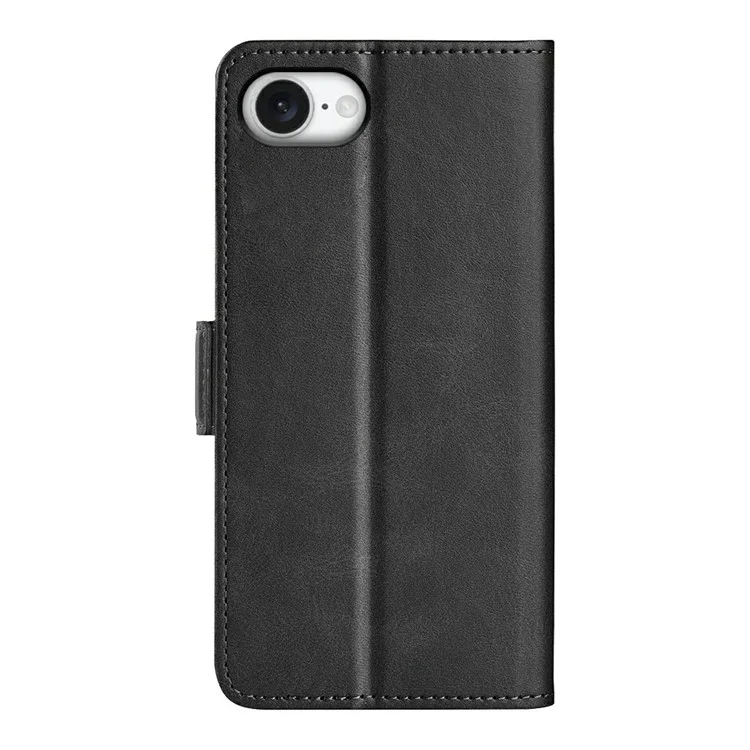Funda tipo cartera de cuero con textura de becerro para iPhone SE (2025) - Negro