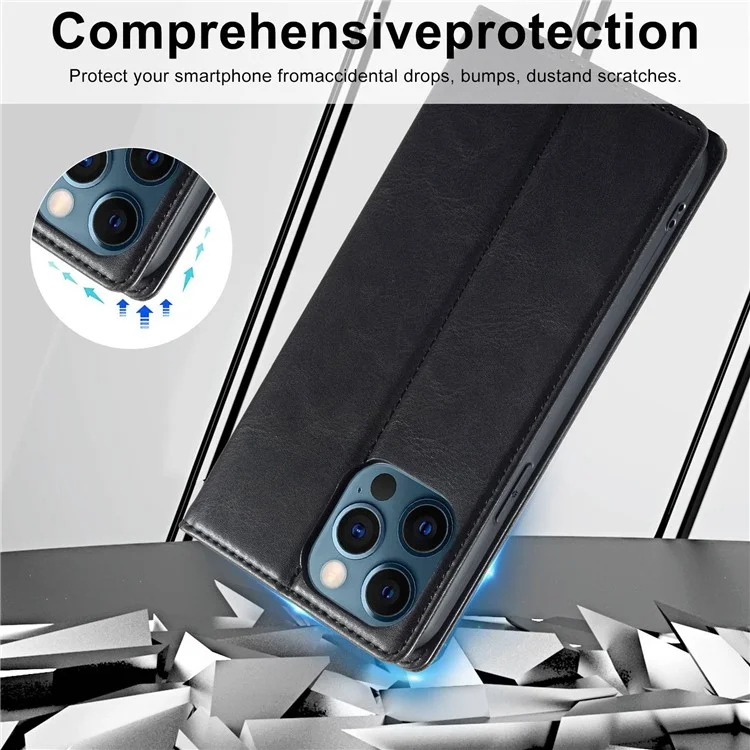 Lc. Imeeke Für Iphone 12 Pro Max 6,7 Zoll RFID Blockierende Magnetische Auto -schließung PU Leder Hülle Telefonie -ständer Cover - Schwarz