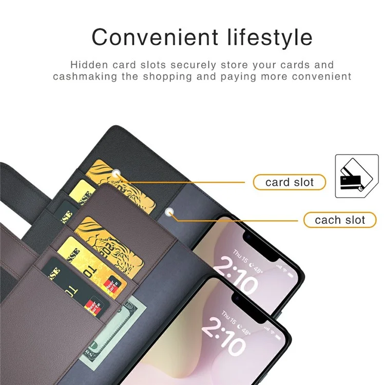 Étui pour iPhone SE (2025) en véritable cuir fendu, couvercle de portefeuille avec fente pour carte - Noir