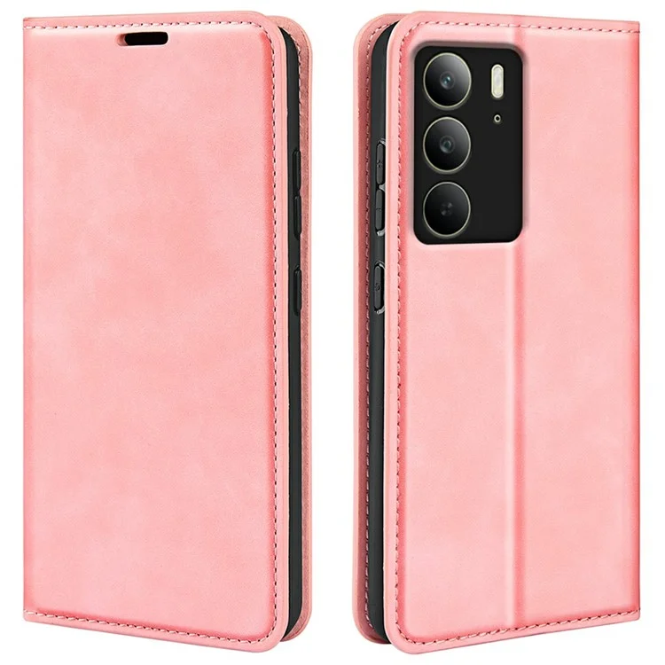 Étui pour Realme C75 Peau tactile Portefeuille en cuir Housse de téléphone - Rose