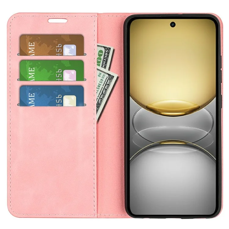 Étui pour Realme C75 Peau tactile Portefeuille en cuir Housse de téléphone - Rose