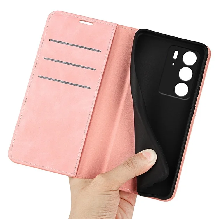 Étui pour Realme C75 Peau tactile Portefeuille en cuir Housse de téléphone - Rose