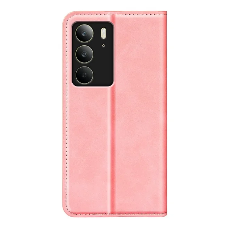 Étui pour Realme C75 Peau tactile Portefeuille en cuir Housse de téléphone - Rose