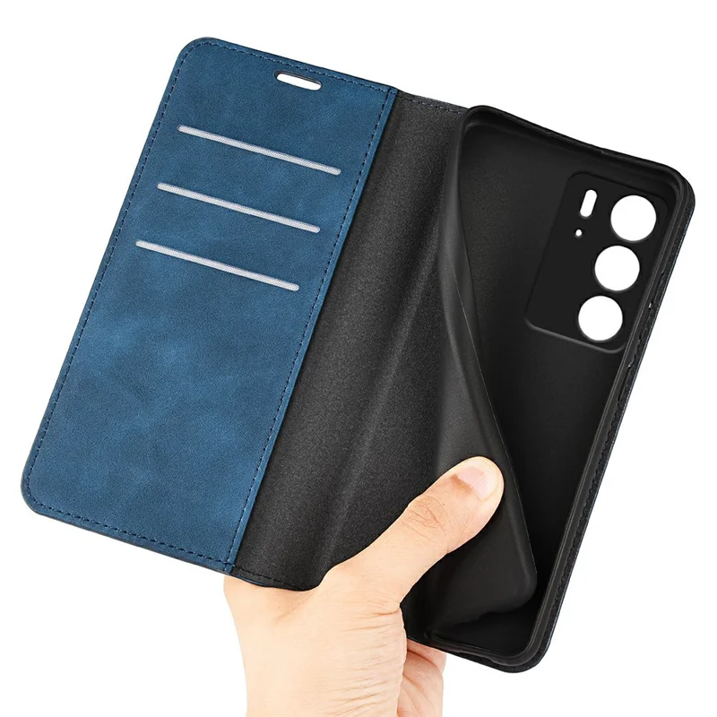 For Realme C75 4G Case Skin Touch Leather Wallet Phone Cover - Blue