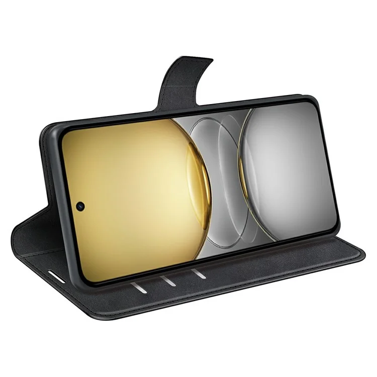 Étui de protection pour Realme C75, anti-rayures, texture cuir de veau, couleur noire