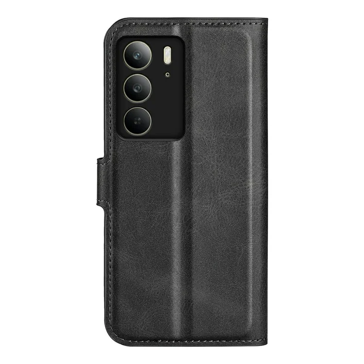 Étui de protection pour Realme C75, anti-rayures, texture cuir de veau, couleur noire