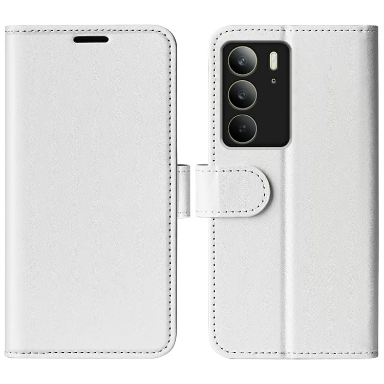 Für Realme C75 Geldbörsen-Hülle, Crazy-Horse-Textur, Standfunktion, Leder-Handyhülle - Weiß