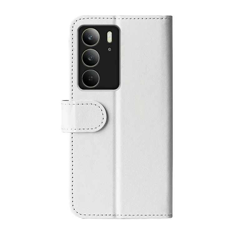 Für Realme C75 Geldbörsen-Hülle, Crazy-Horse-Textur, Standfunktion, Leder-Handyhülle - Weiß