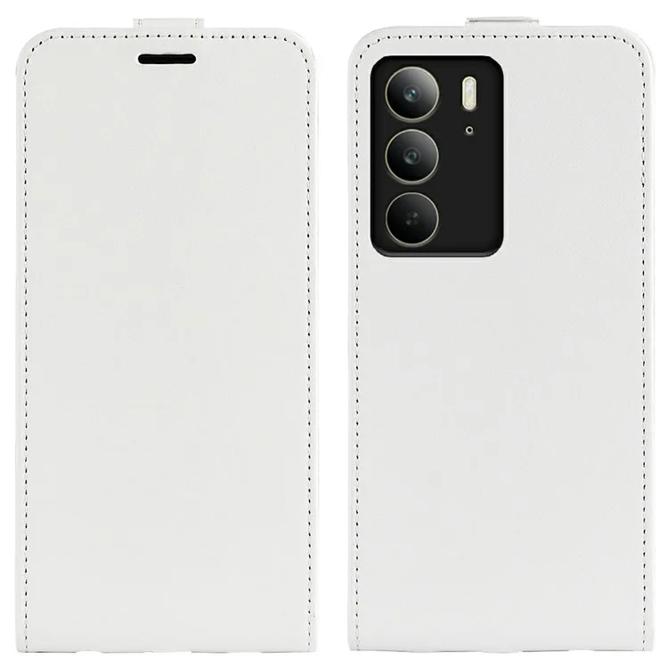 Чехол для Realme C75 с слотами для карт, вертикальный флип, кожаная крышка для телефона - белый