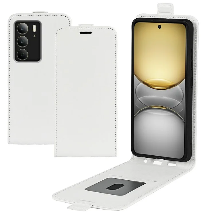 Чехол для Realme C75 с слотами для карт, вертикальный флип, кожаная крышка для телефона - белый