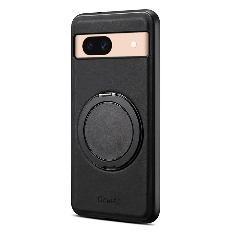Чехол DENIOR A14 с магнитным креплением для Google Pixel 8a, с кожаной вращающейся подставкой и ТПУ - черный